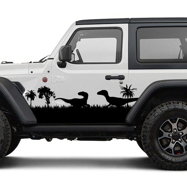 Full Side Raptor Decal with Trees (2 door)