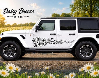 Vinilo decorativo Daisy Breeze para vehículos, 68" x 18" (173 x 46 cm).