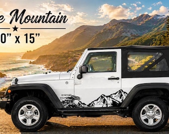 Vinilo adhesivo lateral Wave Mountain de 60" x 15" con gráfico de montaña oceánica para 2 puertas