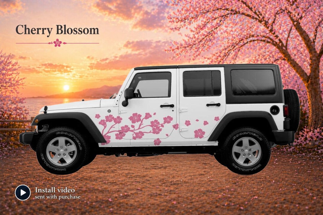 Cherry Blossom Decal 79.4x20.9 | Floral Full Side Decal - Etsy