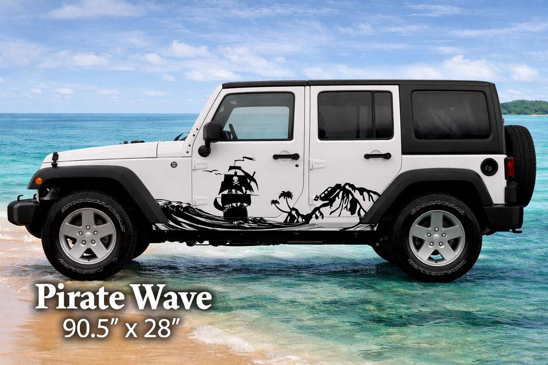 Pirate Ship Wave Side Vehicle Decal | Ocean Skull Sail Vinyl Graphic 90 ...