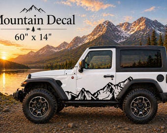 Calcomanía Mountain Side de 60"x14" / Gráfico para vehículo de 2 puertas con diseño de cordillera