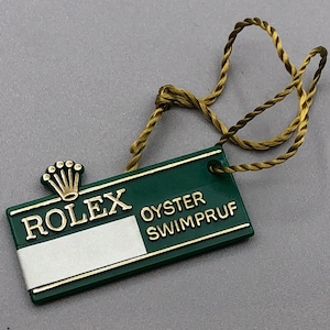 Vintage Rolex 1970s 1980s 70s 80s Genuine BIG CROWN ROLEX Oyster Swimpruf Green Hang Tag