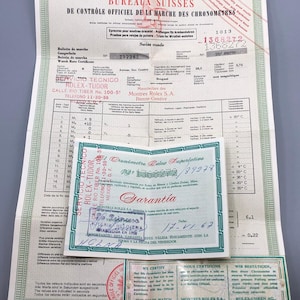 Rare Vintage Old 60s 1960s ROLEX MATCHING Precision Certification Papers Warranty For 1013 Rolex Oyster Perpetual Watch 1966