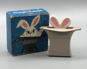 Vintage NOS 70s 1970s Cute MAGICIANS Magic Rabbit Hat Trick Pin Brooch W/ Original Box Avon 1975