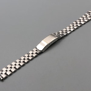 VINTAGE NOS 70s 1970s Stainless Steel Ladies COFFIN Watch Bracelet Band 16-12mm End Link