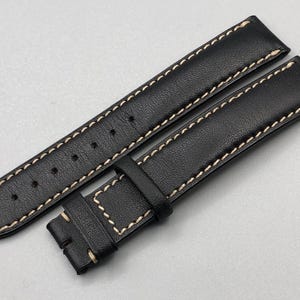 Vintage LONGINES 18mm XL Black Hand Stitched Watch Chronograph Strap Band Swiss Made