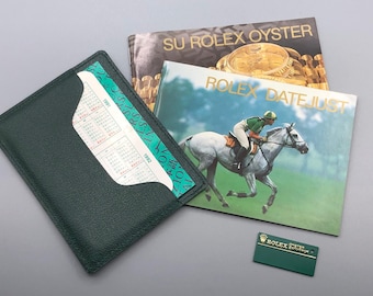 Vintage NOS 1990 ROLEX DATEJUST Watch Matching Manuals Translation Booklet Calendar Hang Tag & Document Holder Wallet Spanish Set Lot.