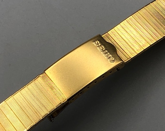 Vintage NOS New Old Stock 60s 70's SEIKO WATCH Bracelet Band 18mm Flat Ends Gold Tone Stainless Steel o