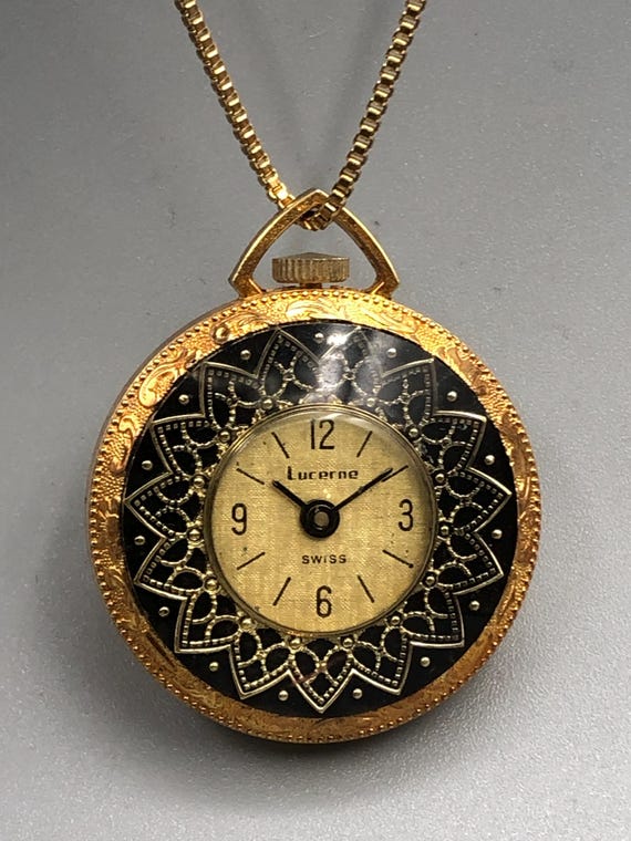 VTG Swiss Made Sears Pendant Watch Gold Winding 1960\'s 1970\'s Fixable Vintage 1960s watch pendant - Gem main image 4