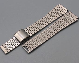 Vintage NOS 70s 80s UNBRANDED Stainless Steel 18mm Flat End Link Watch Bracelet Seiko, Citizen, Orient Quartz / Mechanical Chronograph