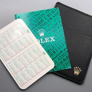 ROLEX NOS 1990/1991 Calendar Card Translation Booklet Document Holder Wallet Lot Set for papers GMT Master Submariner Daytona Datejust