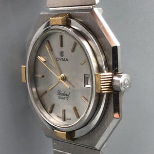 Vintage Late 70s 1970s Early 80s 1980s  NOS CYMA SEALORD Sleek Marine Vibe Swiss Watch 36mm Octagon Case Cal.Eta V8 7j Quartz