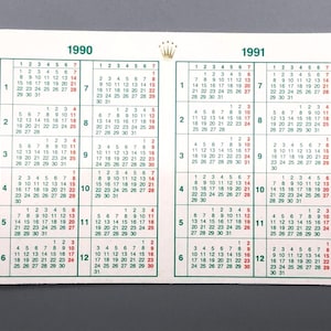 Vintage New Old Stock NOS Original ROLEX 1990 - 1991 Calendar included in paper sets for GMT Master Submariner Daytona Datejust President