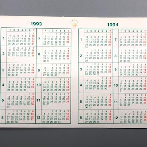 Vintage New Old Stock NOS Original ROLEX 1993 - 1994 Calendar included in paper sets for GMT Master Submariner Daytona Datejust President