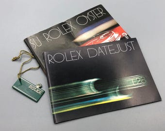Vintage 1980 ROLEX DATEJUST Watch Matching  Manual & Your Rolex Oyster Booklet and Big Crown Hang Tag Spanish Set Lot.