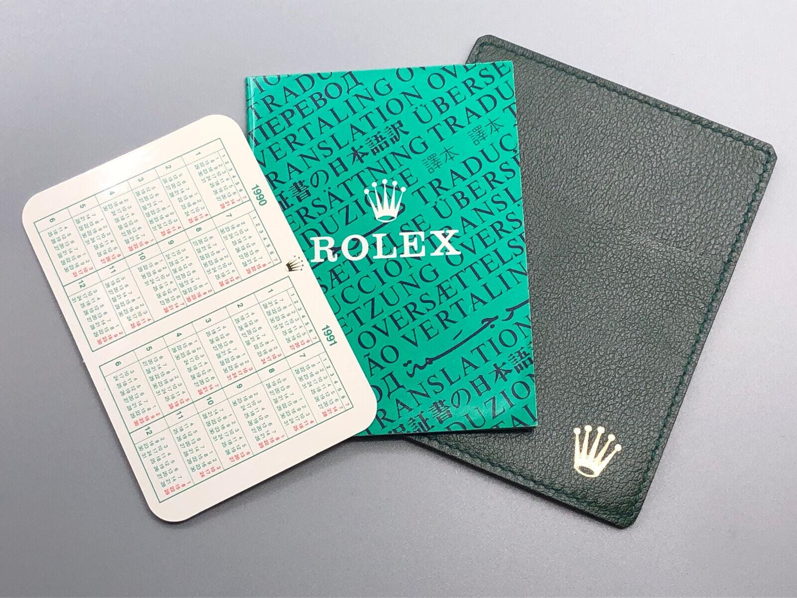ROLEX NOS 1990/1991 Calendar Card Translation Booklet Green
