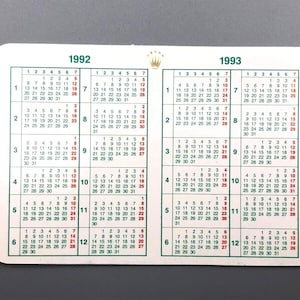 Vintage New Old Stock NOS Original ROLEX 1992 - 1993 Calendar included in paper sets for GMT Master Submariner Daytona Datejust President