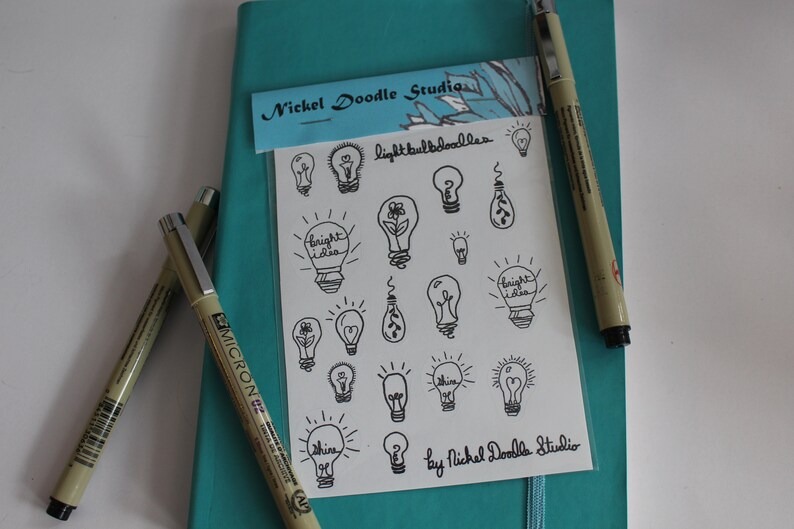 Handdrawn Light Bulb Sticker Sheet Bullet Journal Planner Scrapbooking Cardmaking Black And White Matte Sticker Sheet Handdrawn Light Bulb Sticker Sheet Bullet Journal Planner Scrapbooking Cardmaking Black And White Matte Sticker Sheet