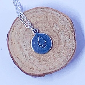 Hand Stamped Silver Alkeme Arrowhead 3/4&quot; Coin Pendant
