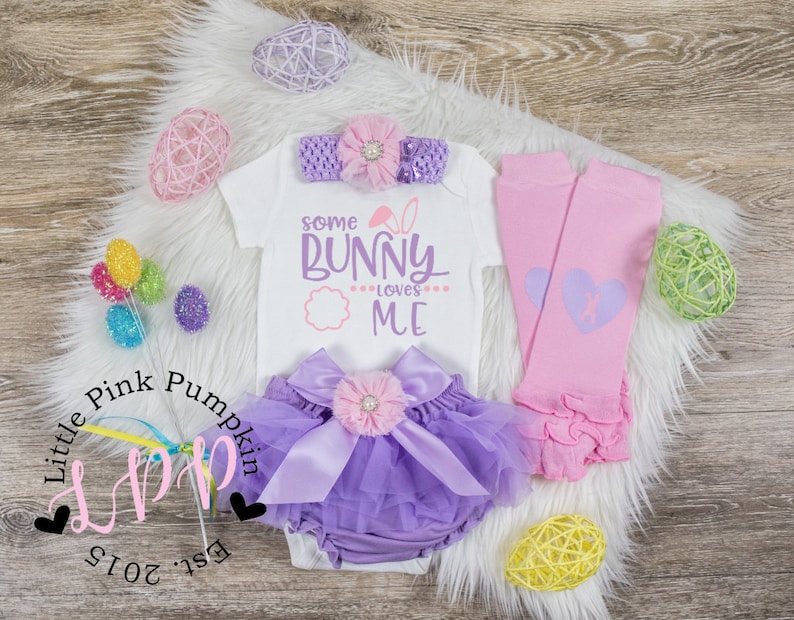 First Easter Outfit Girl 1st Easter Outfit Baby Girl Easter Outfit Newborn Easter My First Easter Girl Newborn Some Bunny Loves Me You