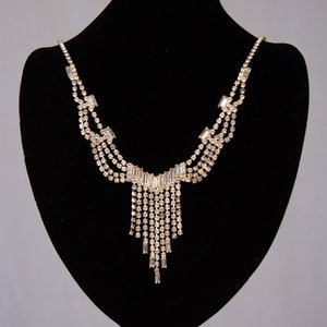 1950s Vintage Necklace, 50s Rhinestone Necklace, Bridal Jewelry, Wedding or Formal Jewelry