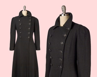 1940s Vintage Coat, 40s Full Length, Double Breasted Coat, Medium, 1940s Outerwear, Winter Wear