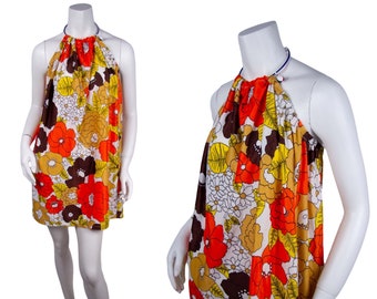 1960s Vintage Floral Bathing Suit Cover-up, Beach Coverup, 60s Beachwear