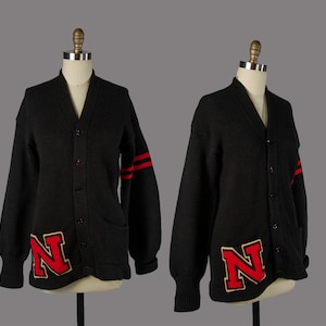 1950s Vintage Wool &quot;N&quot; Princeton Knit Collegiate Sweater, Letterman, Ivy League Style, Preppy