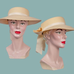 1970s Fedora Geo W. Bollman & Co Doeskin Felt 100 Percent Wool Vintage Hat, 70s does 40s Cream Wool Hat, Brimmed Hat, Ladies Fedora