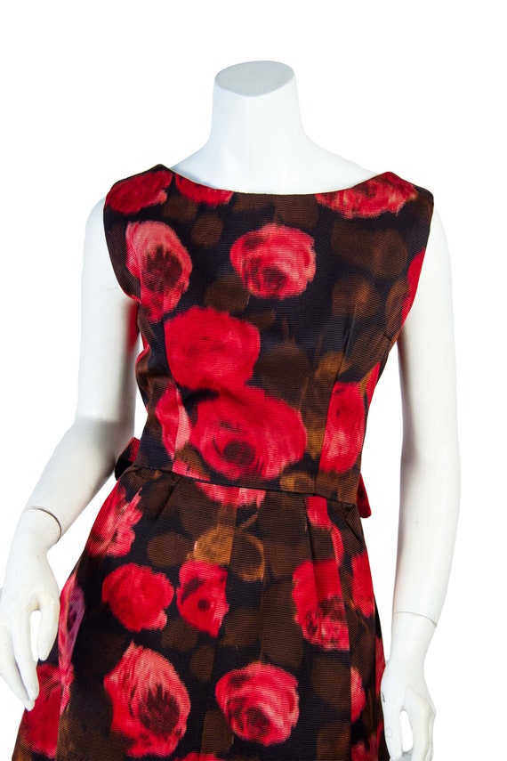 1960s Vintage Dress, Womens 60s Rose Print Dress,… - image 3