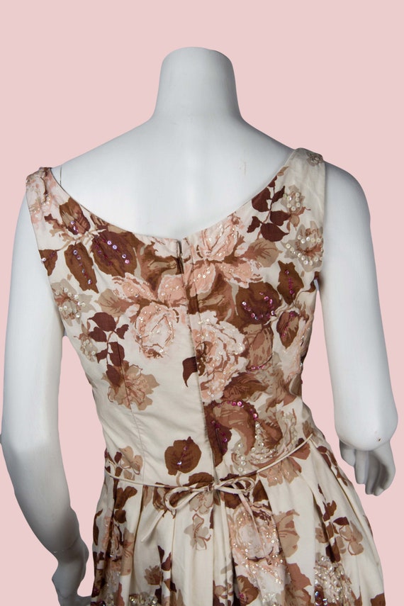 1960s Vintage Dress 60s Rappi Designer Rose Print… - image 9