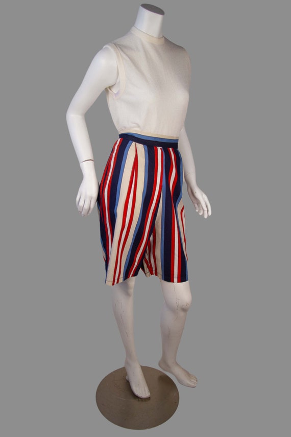 1950s Vintage Shorts, 50s Bermuda Red, White & Bl… - image 5