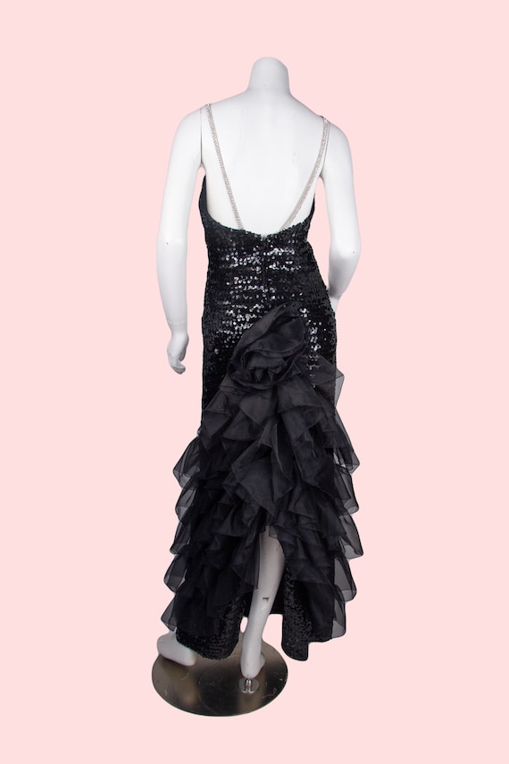 1980s Vintage Evening Gown, Black Sequined Evenin… - image 7