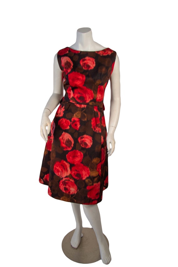 1960s Vintage Dress, Womens 60s Rose Print Dress,… - image 2