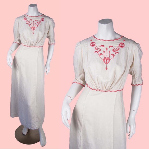 1900s Antique Dress, Edwardian Linen Pigeon Blous… - image 1