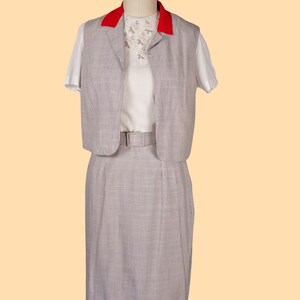 1950s Vintage Set 50s Two-Piece Vest & Skirt Set, Summer Suit, Large image 2