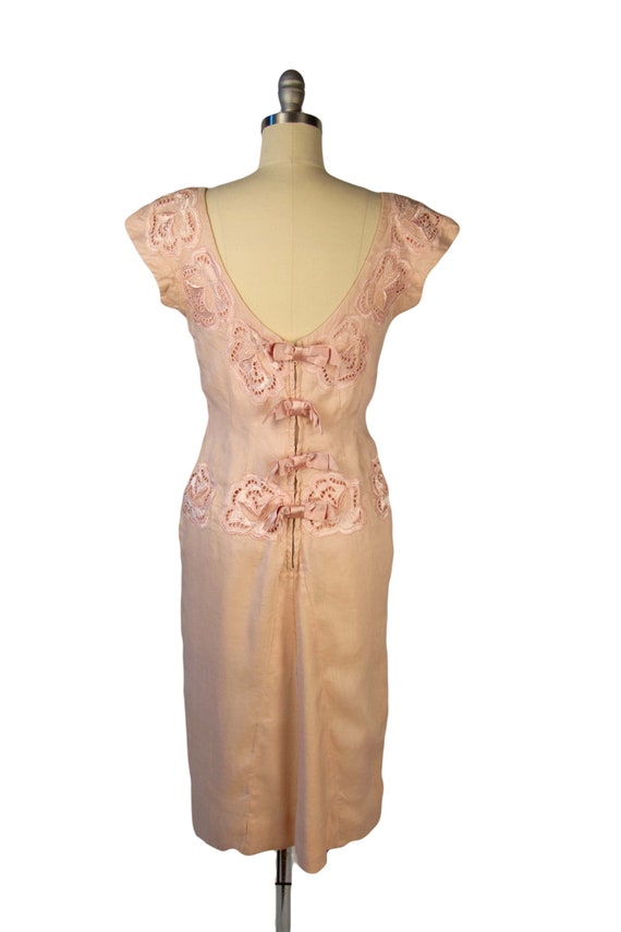 VINTAGE 1960s | Vintage Dress | Pale Pink Linen W… - image 8