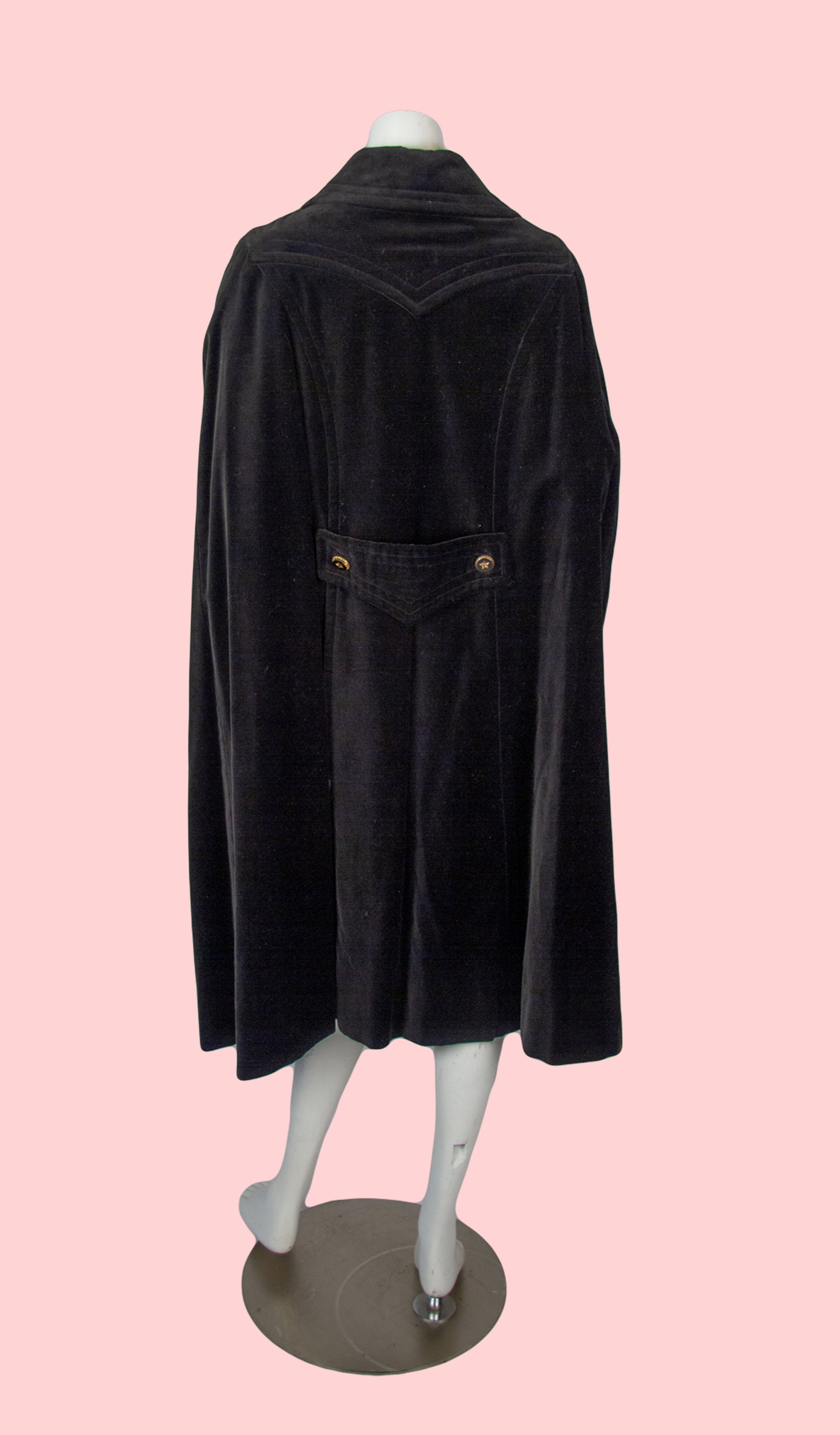 VTG 60S 70S GREY BLACK FRINGE MONOCHROME MOD CAPE WITH POCKETS 12 M main image 0