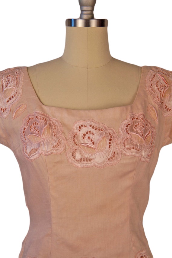 VINTAGE 1960s | Vintage Dress | Pale Pink Linen W… - image 4