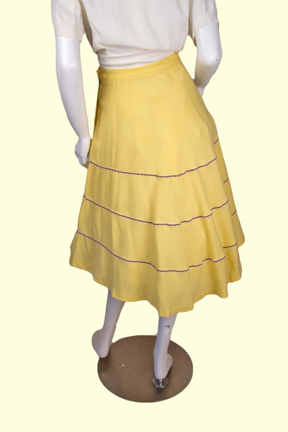 1940s Vintage Skirt, Midi 40s Yellow Cotton Skirt… - image 6