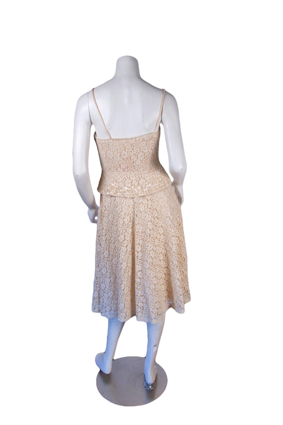 1950s Vintage Dress, Cream Lace Dress With Pearle… - image 10