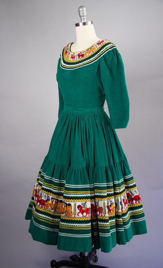Vintage 1950's Vintage Dress Set, 50s Green Cordu… - image 8