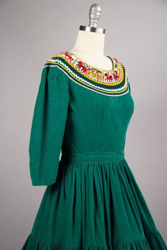 Vintage 1950's Vintage Dress Set, 50s Green Cordu… - image 7