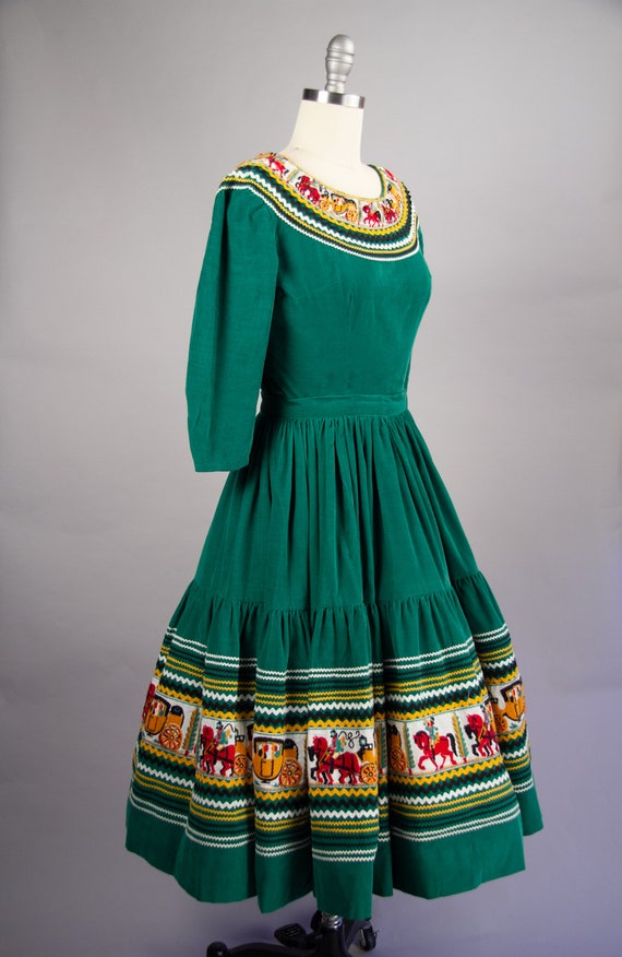 Vintage 1950's Vintage Dress Set, 50s Green Cordu… - image 5