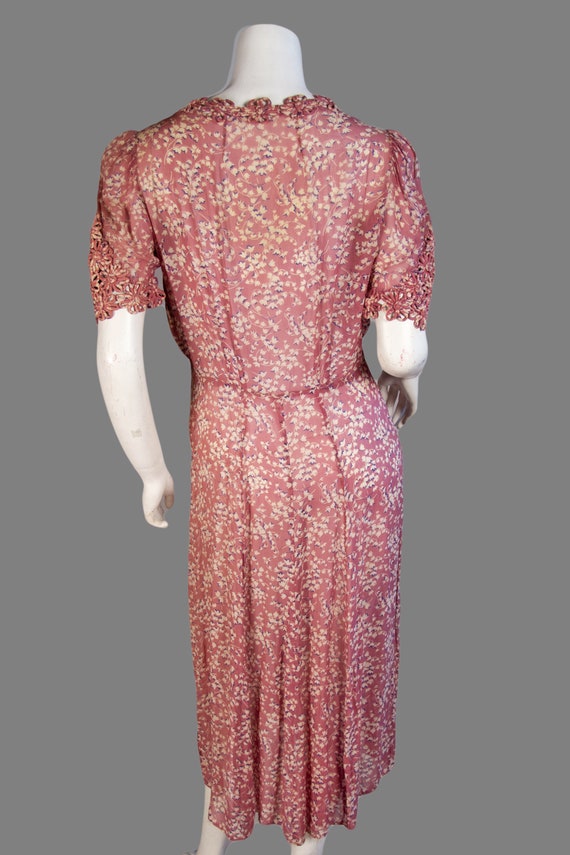 VINTAGE 1930s | Vintage Dress | 30s Mauve Floral … - image 9