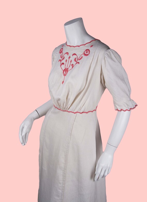 1900s Antique Dress, Edwardian Linen Pigeon Blous… - image 4