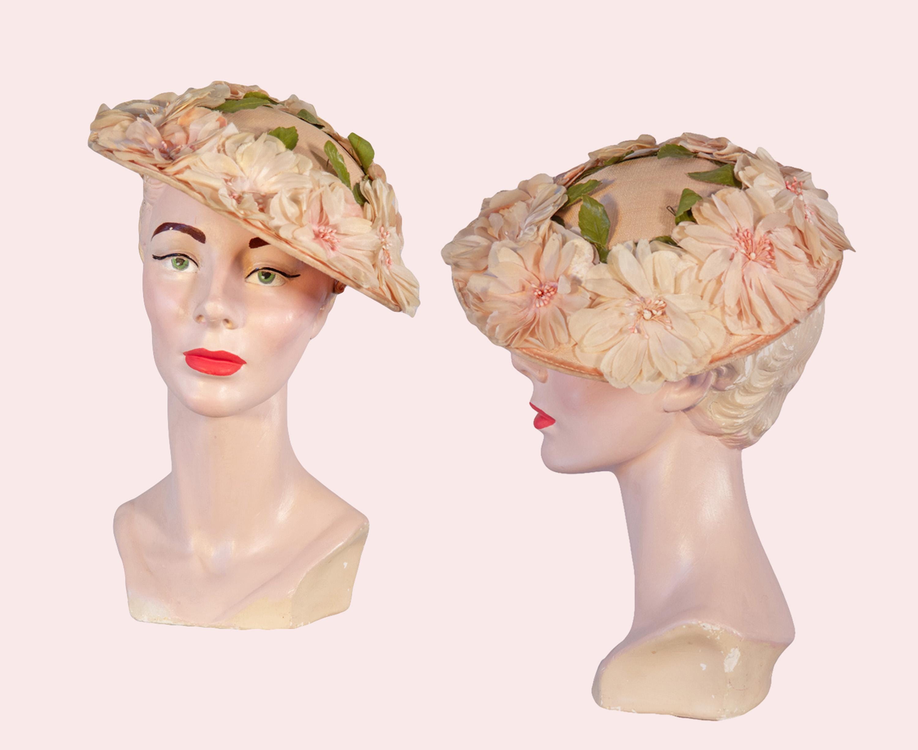 50s Pink Flower Hat - Etsy