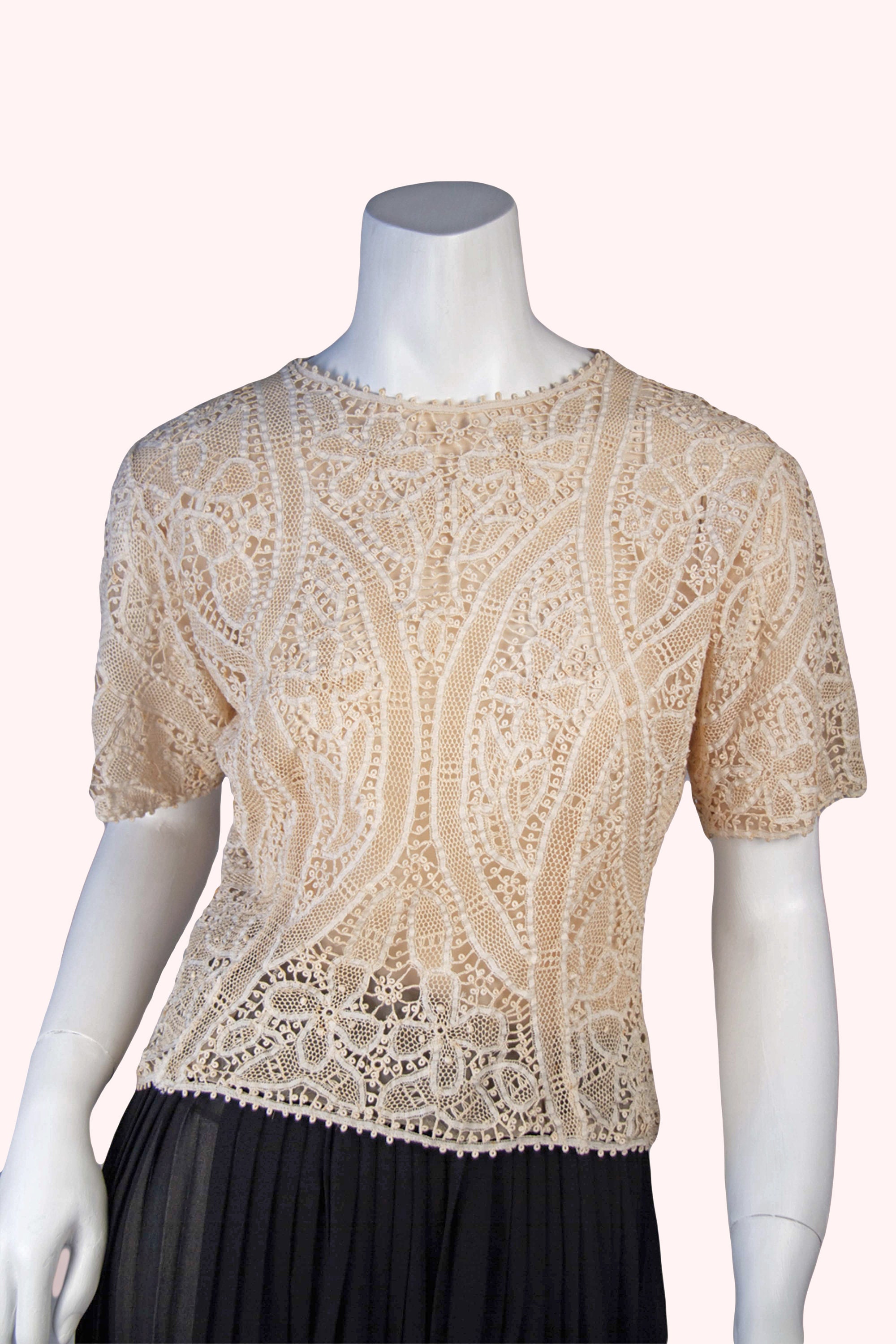 1910s Antique Blouse, Needle Lace, Ivory Blouse, Lace Top 1910s Antique Blouse, Needle Lace, Ivory Blouse, Lace Top