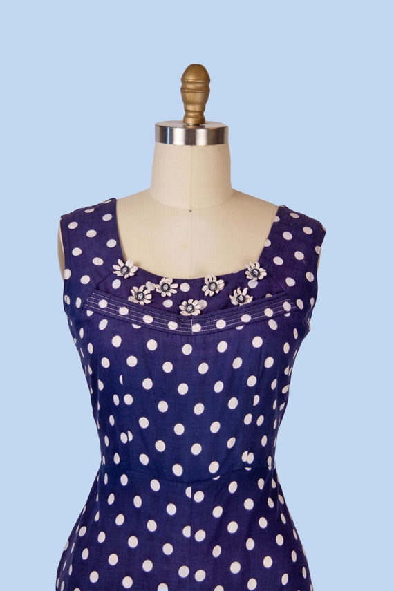 1950s Vintage Jumpsuit, 50s Polka Dot Culotte Jum… - image 3